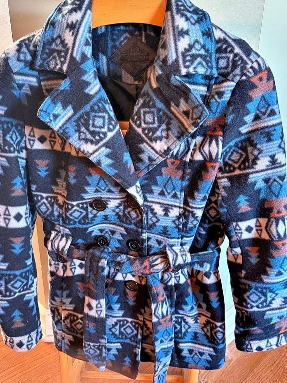 JouJou Aztec Fleece Belted Pea Coat